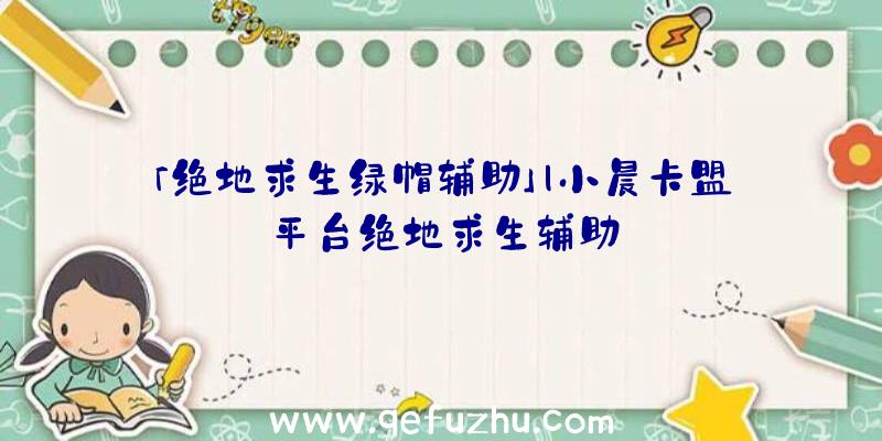 「绝地求生绿帽辅助」|小晨卡盟平台绝地求生辅助